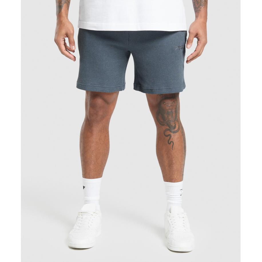 Gymshark Waffle Shorts Titanium Blue Blauw