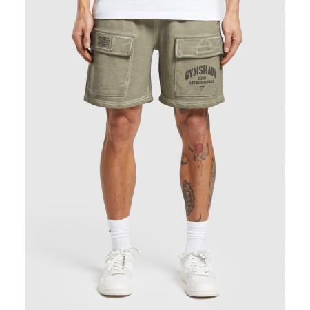 Gymshark Heavyweight Washed Cargo Shorts Utility Green