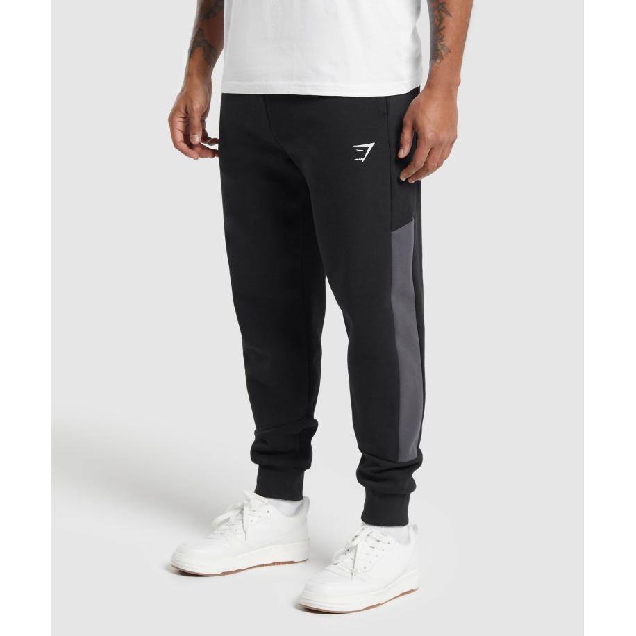 Gymshark Pique Joggers Black/Onyx Grey Zwart