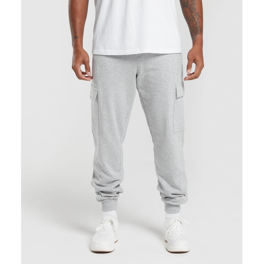 Gymshark Rest Day Essentials Cargo Joggers Light Grey Core Marl Grijs