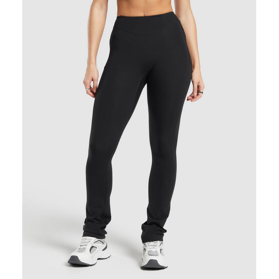 Gymshark Rest Day Boot Cut Cotton Leggings Black Zwart