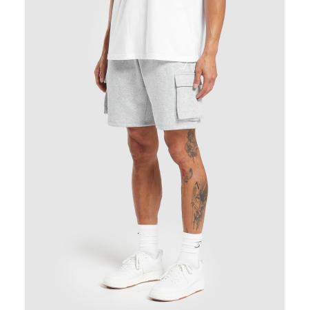 Gymshark Crest Cargo Shorts Light Grey Marl