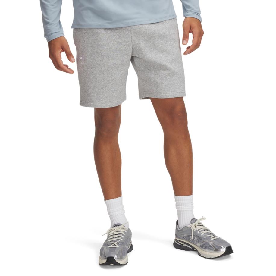 Under Armour Icon Fleece Herenshorts 20 cm Mod Grijs Light Heather / Wit L Grijs