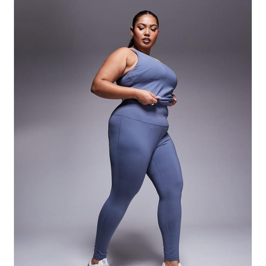 4505 Curve Hardlooplegging met hoge taille en telefoonzakje met rits in korenbloemblauw Blauw