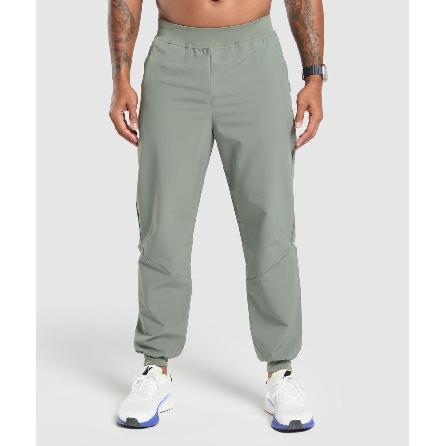 Gymshark Ease Woven Joggers Unit Green Groen