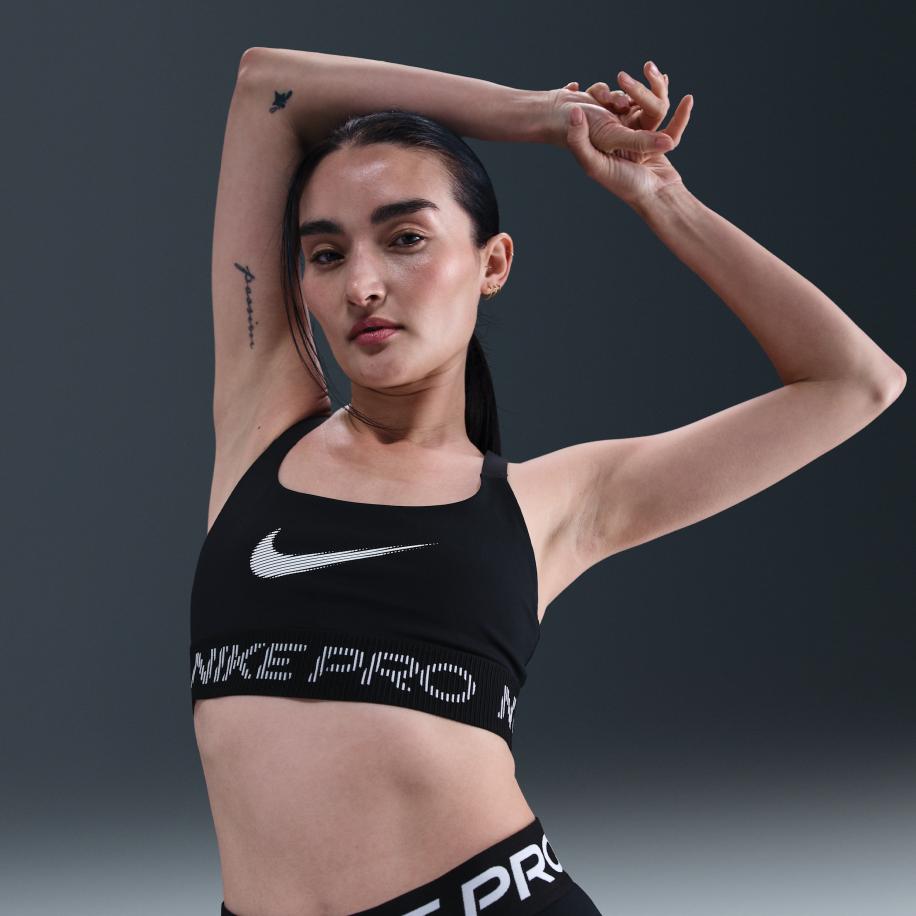 Nike Pro non-padded sport-bh met lichte ondersteuning - Zwart Zwart