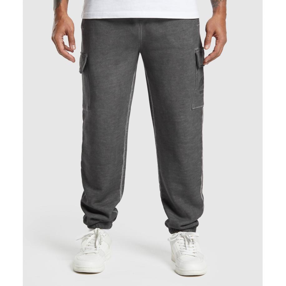 Gymshark Heavyweight Washed Cargo Joggers Black Zwart