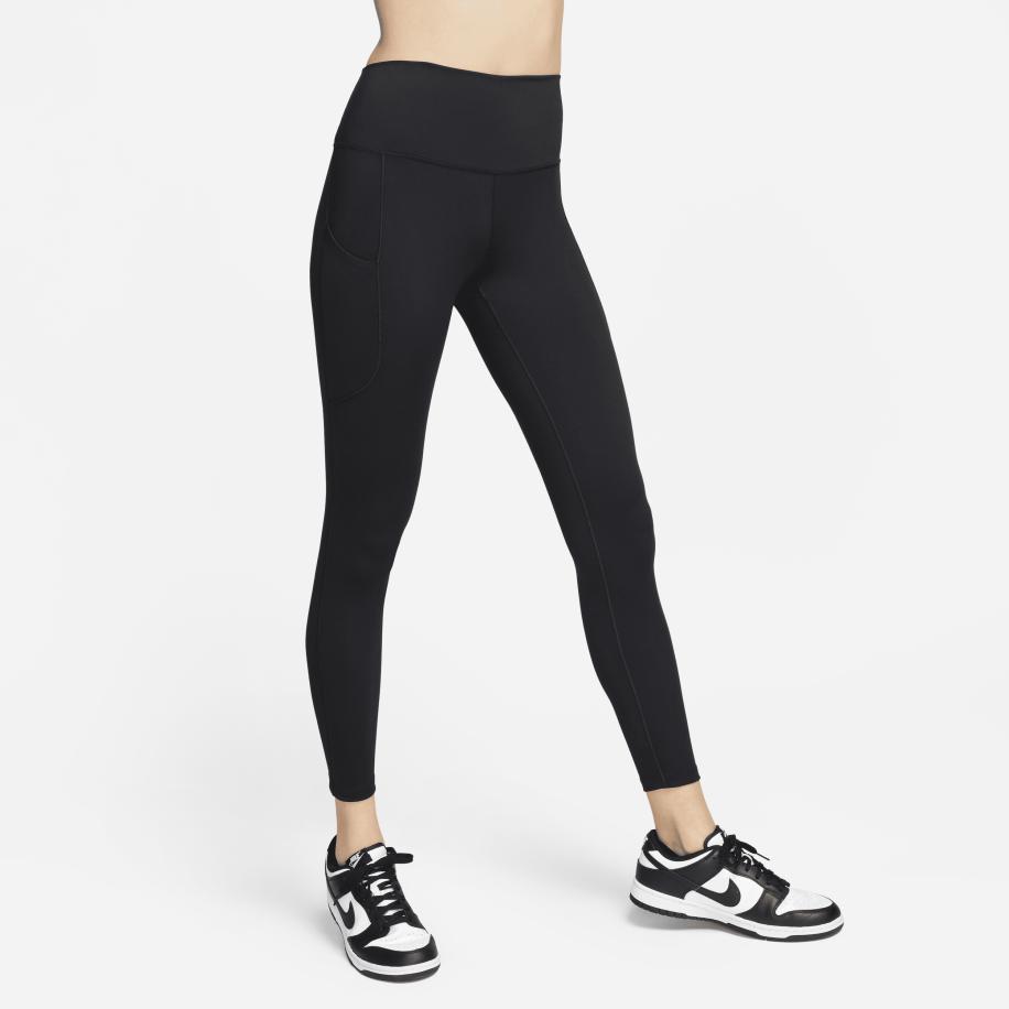 Nike One 7/8-legging met zakken en hoge taille voor dames - Zwart Zwart