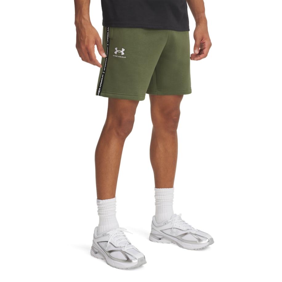 Herenshorts Under Armour Icon Fleece Taping Marine OD Groente / Wit M Groen