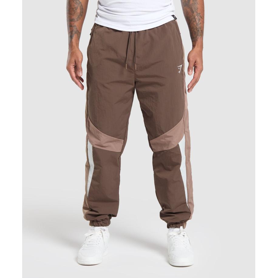 Gymshark Retro Track Pants Walnut Brown/Mocha Mauve/Soft White Wit