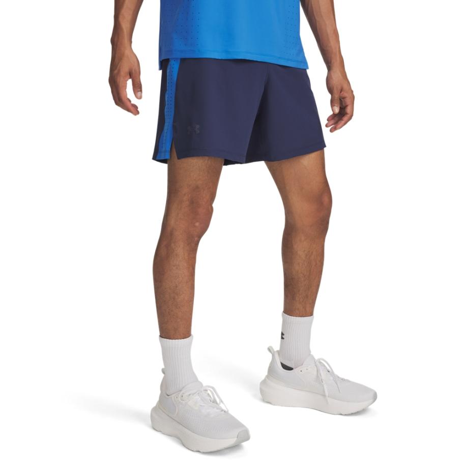 Under Armour Launch Elite Herenshorts 18 cm Washed Marineblauw / Blauw Atlantis / Reflecterend L Blauw