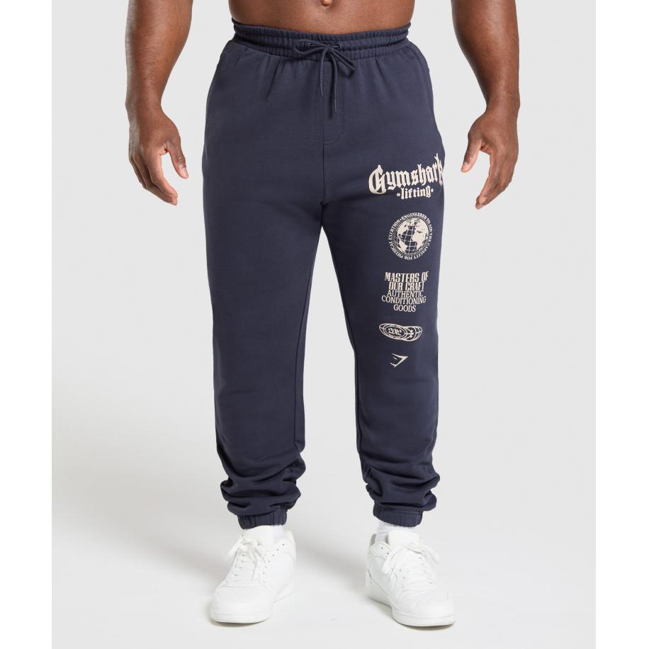 Gymshark Global Lifting Oversized Essential Joggers Heavy Blue Blauw