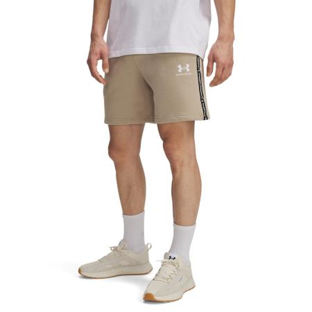 Herenshorts Under Armour Icon Fleece Taping City Khaki / Wit XXL
