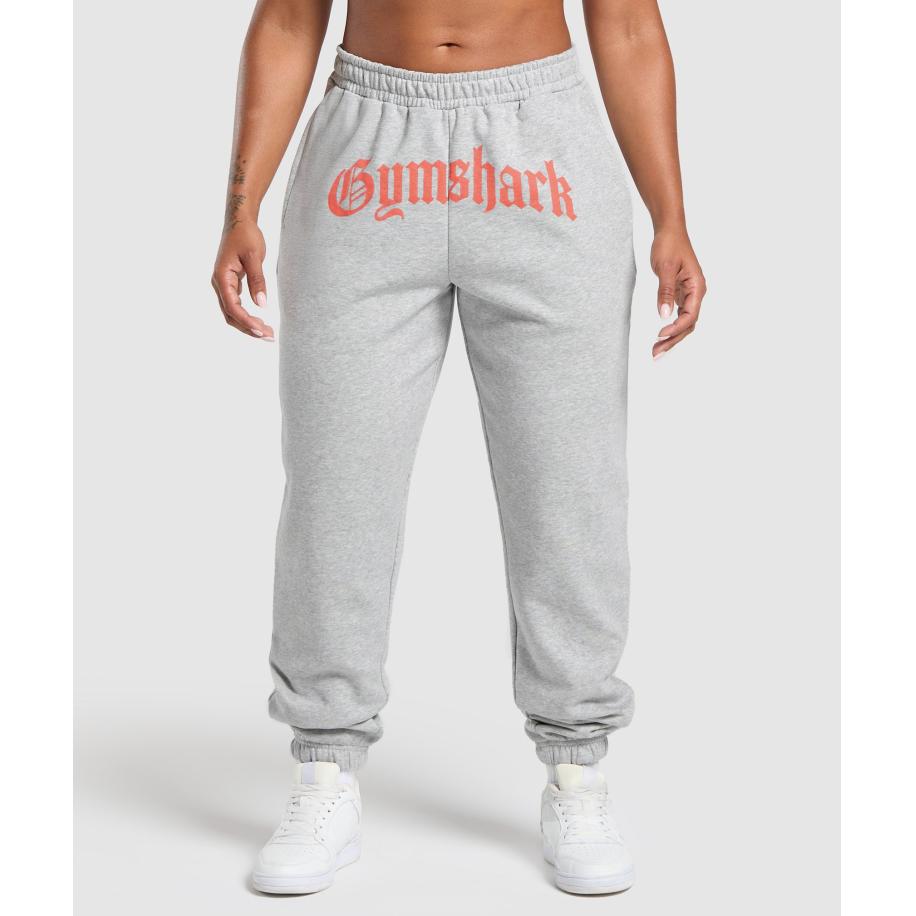 Gymshark Strength Department Graphic Joggers Light Grey Core Marl Grijs