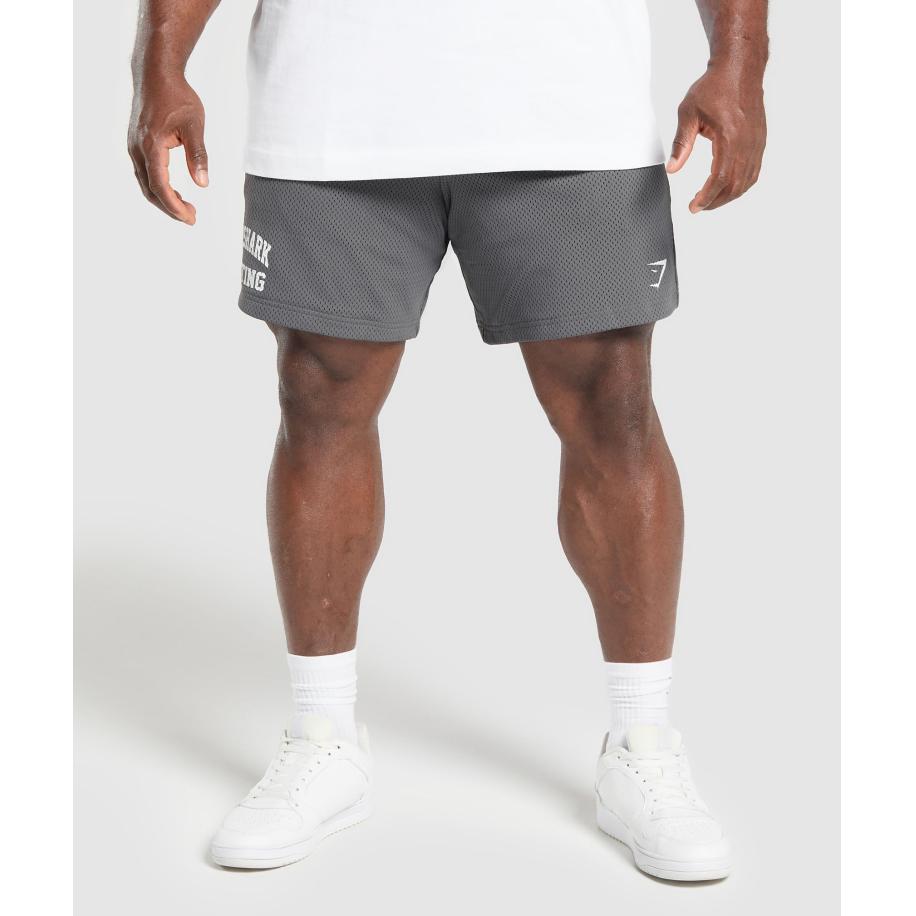 Gymshark Lifting Mesh 7 Shorts Pitch Grey Grijs