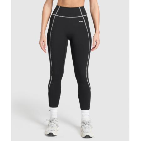 Gymshark Retro Contrast Stitch Leggings Black/Light Grey