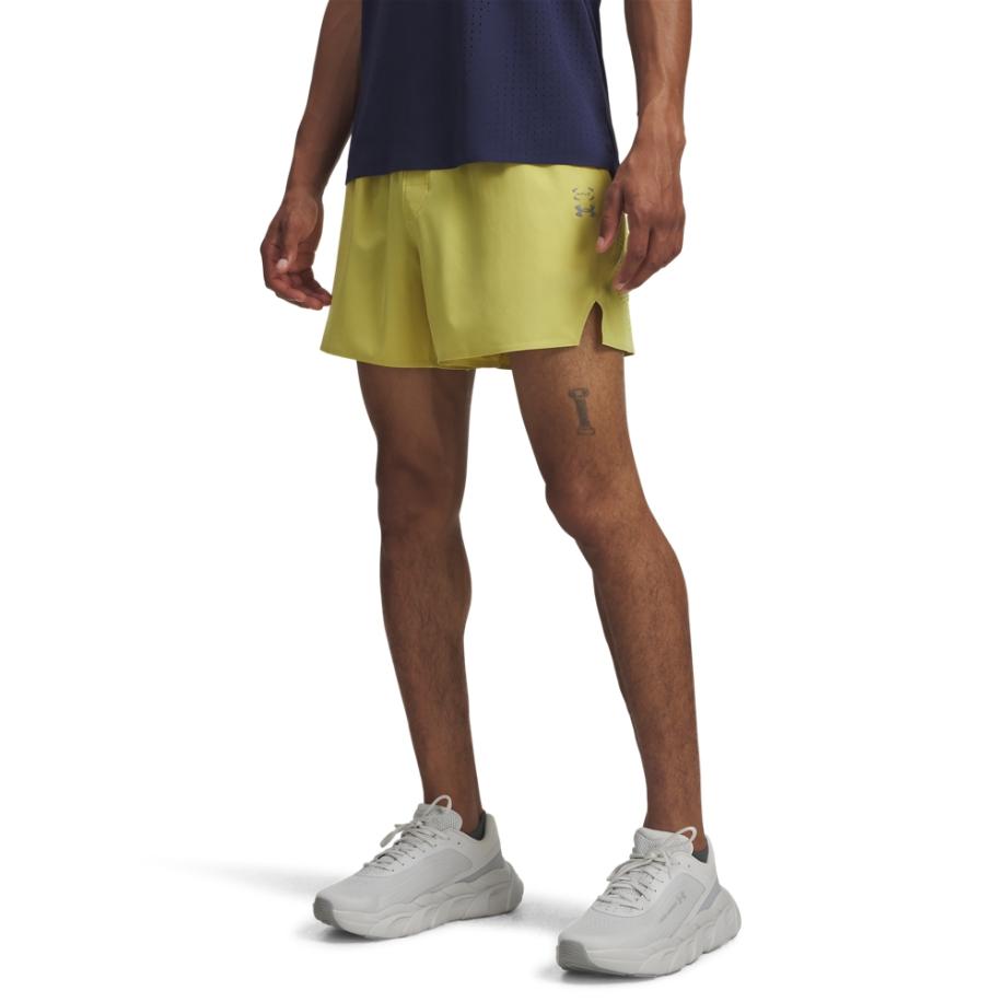 ARKET Linnen short met elastische taille in gebrand oranje-Blauw Geel
