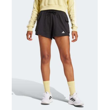 adidas performance Essentials Cargoshort van French terry met klein logo in zwart / wit