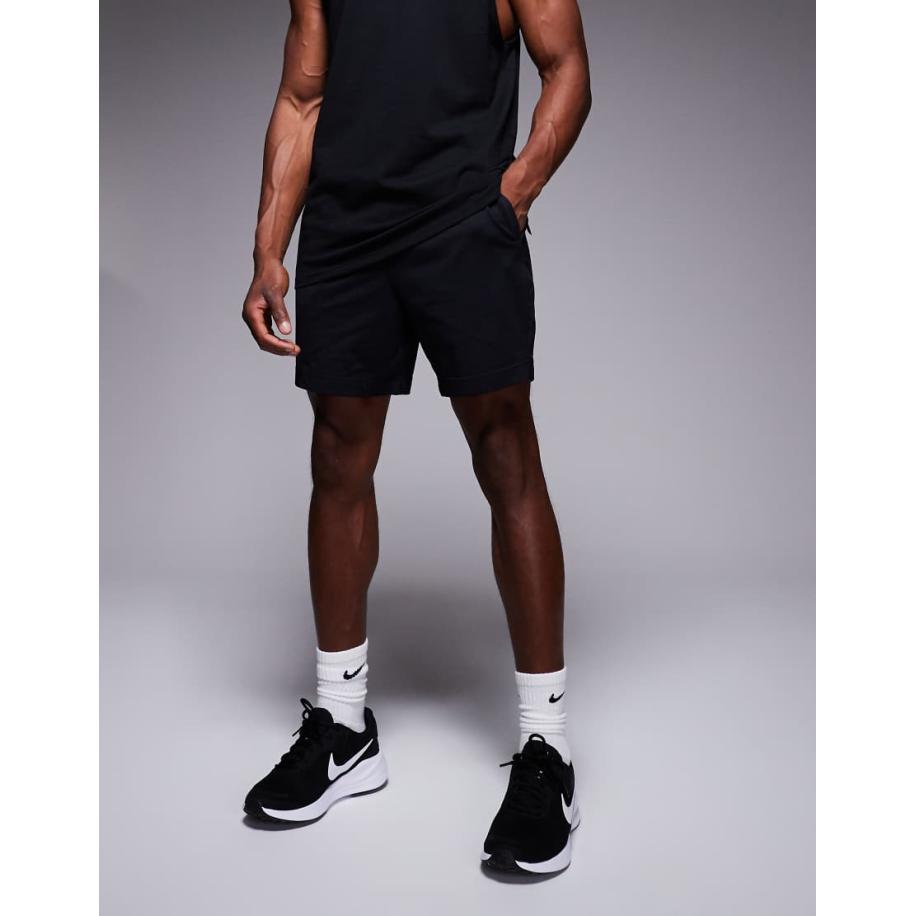 4505 - Icon - 18 cm lange trainingsshort van sneldrogende sweatstof met logo in zwart Zwart