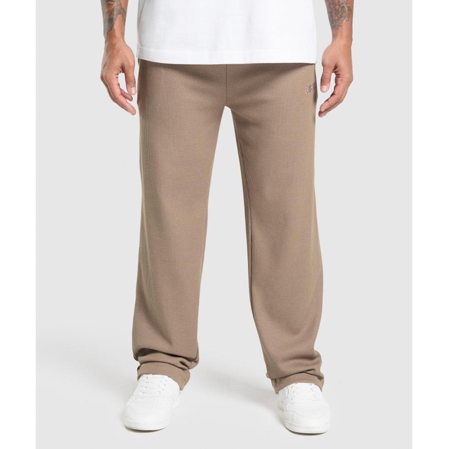 Gymshark Waffle Straight Leg Joggers Lifestyle Brown Bruin