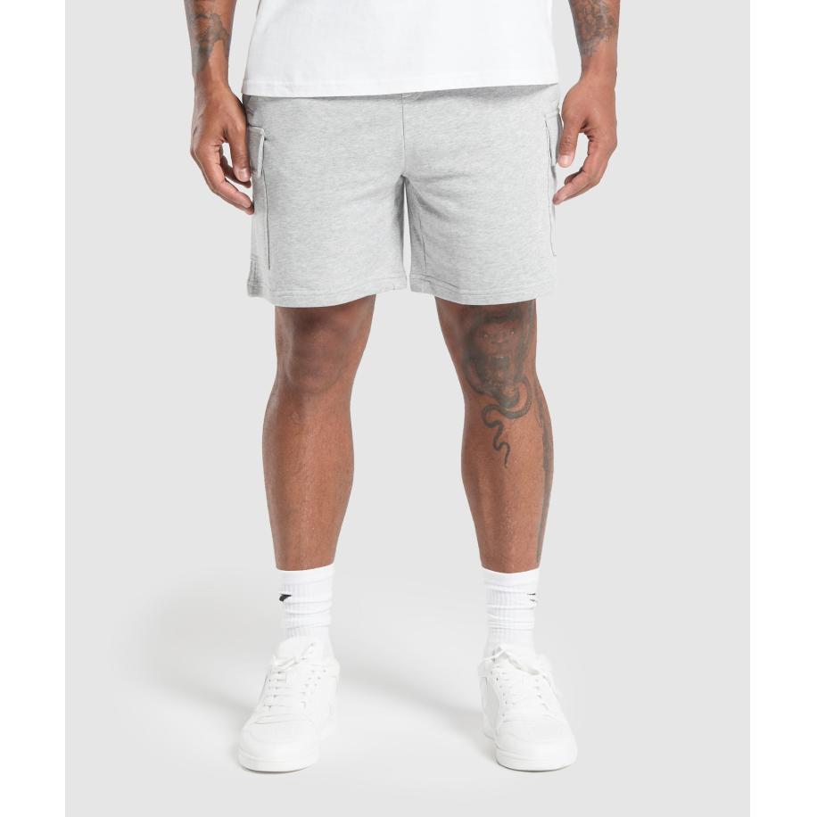 Gymshark Rest Day Essentials Cargo 7 Shorts Light Grey Core Marl Grijs