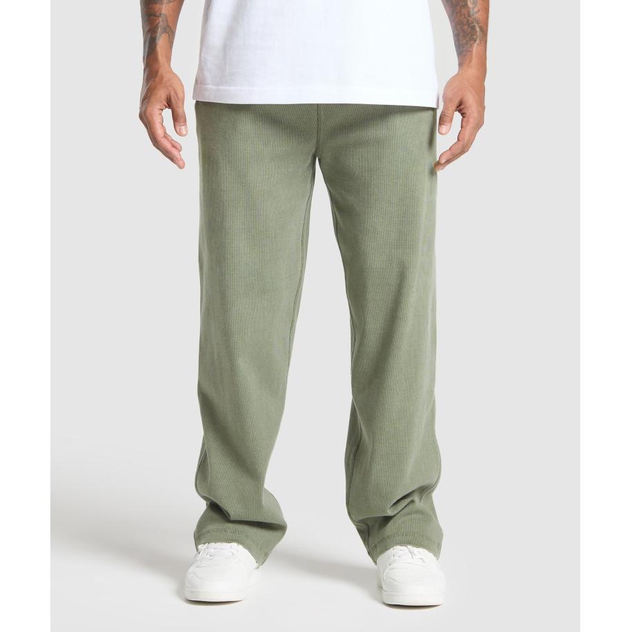 Gymshark Heavyweight Ribbed Joggers Unit Green Groen