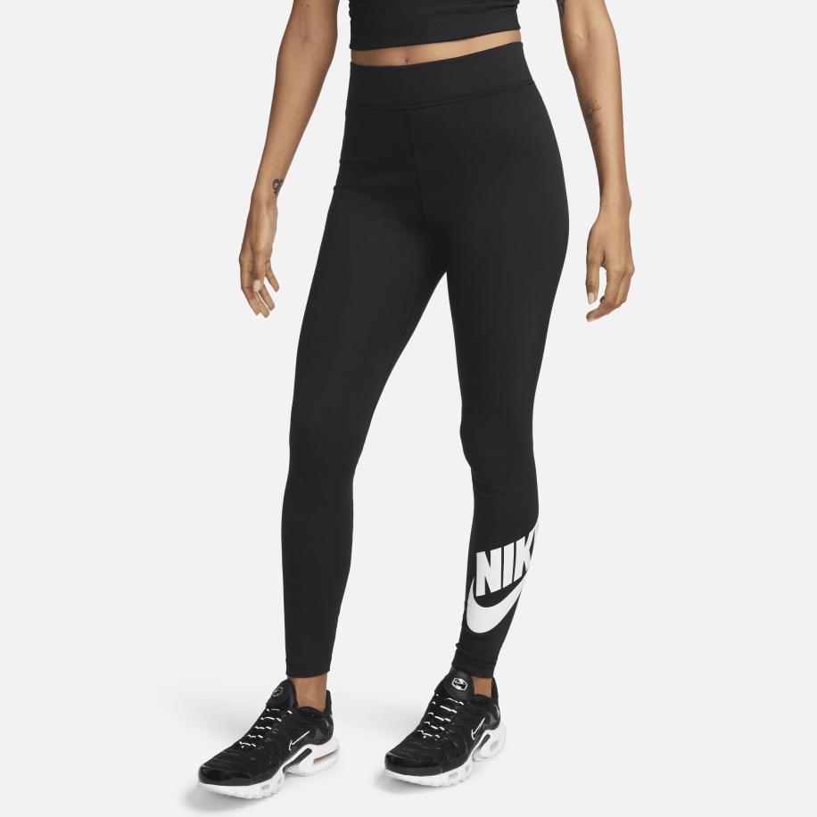 Nike Sportswear Classics legging met hoge taille en graphic voor dames - Zwart Zwart