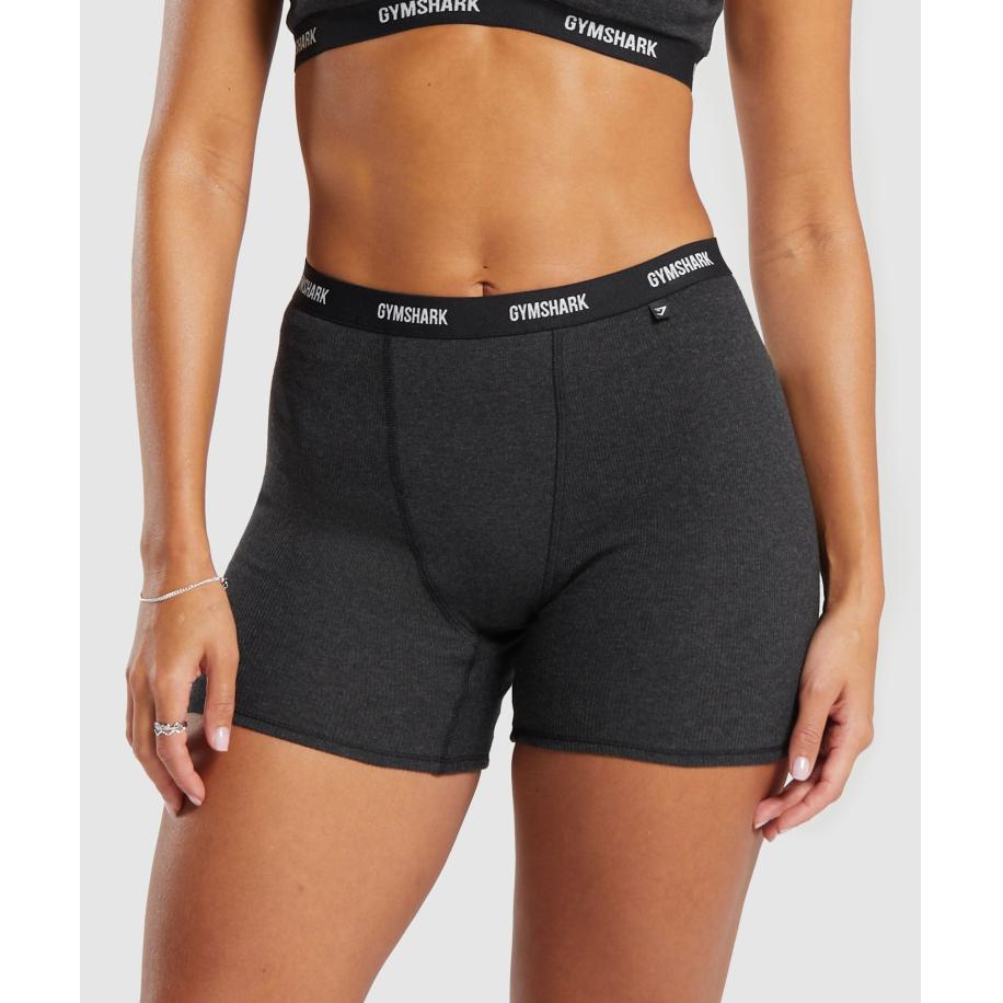 Gymshark Rib Shorts Midnight Black Marl Zwart