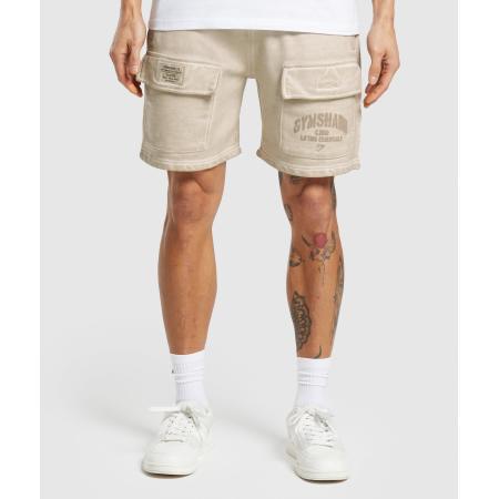 Gymshark Heavyweight Washed Cargo Shorts Pebble Grey