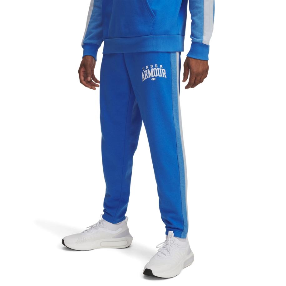 Under Armour Rival Fleece Colorblock lange broek voor heren Blauw Atlantis / Blauw Calm / Wit XL Blauw