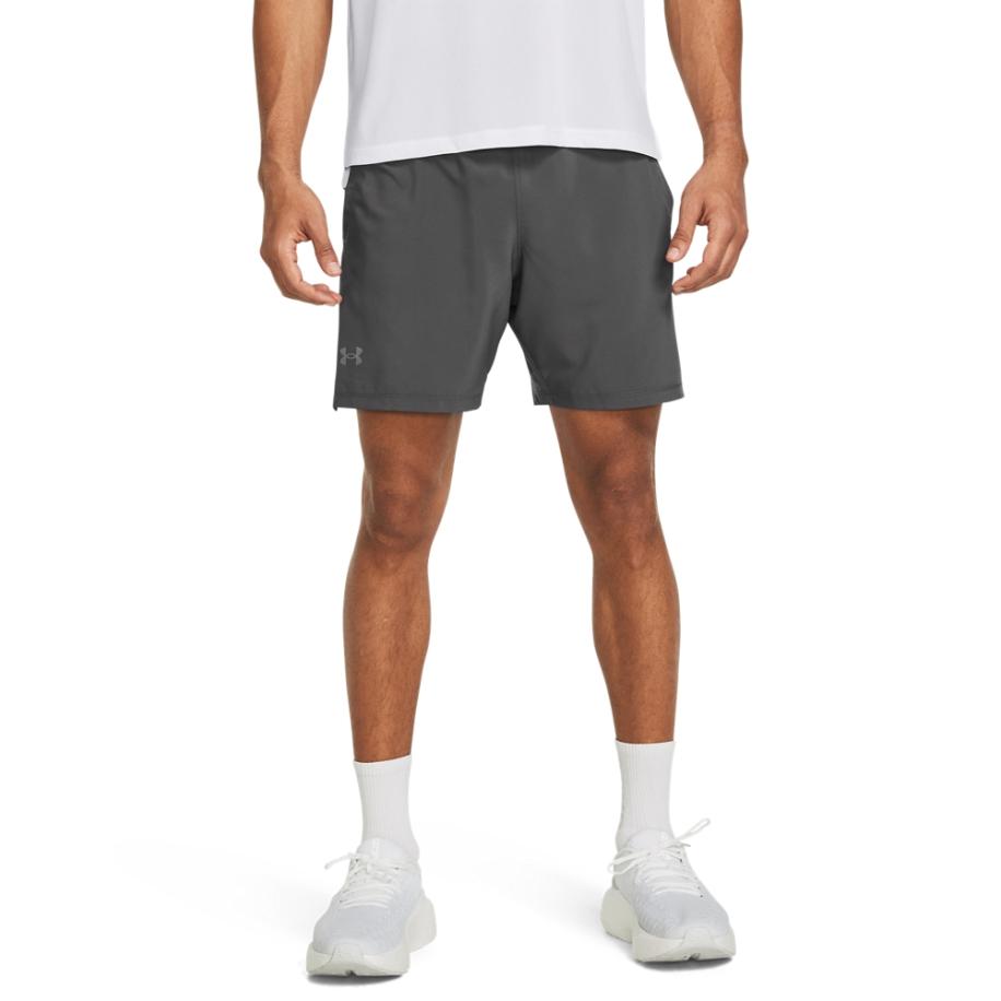 Under Armour Launch Elite 2-in-1 herenshorts 18 cm Castlerock / Castlerock / Reflecterend L Grijs