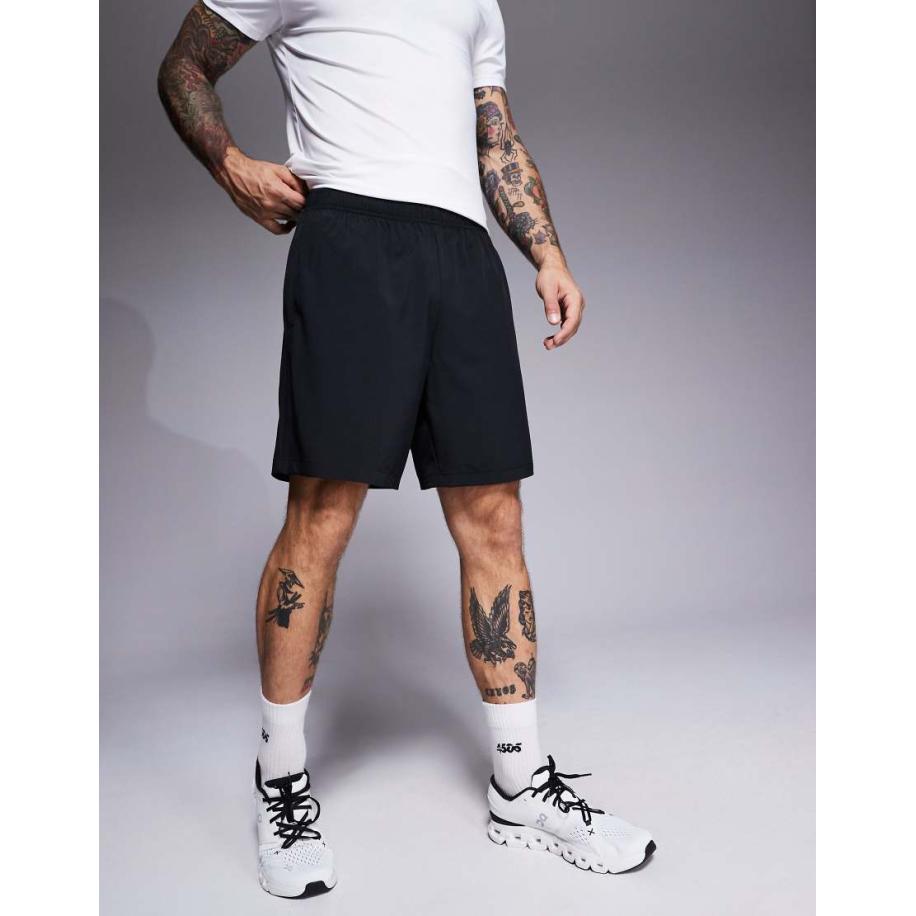 4505 - Icon - Sneldrogende trainingsshort van 13 cm met ritszakken in zwart Zwart