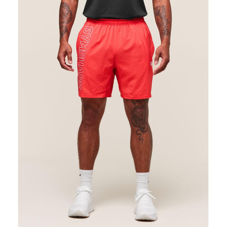 Gymshark Hybrid Athlete 7 Shorts Coral Red Rood