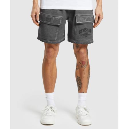 Gymshark Heavyweight Washed Cargo Shorts Black