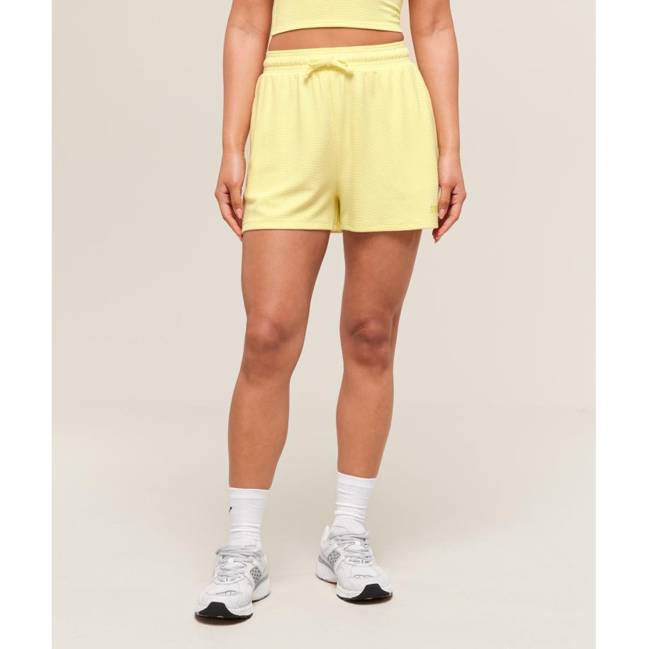 Gymshark Waffle Shorts Refresh Yellow Geel