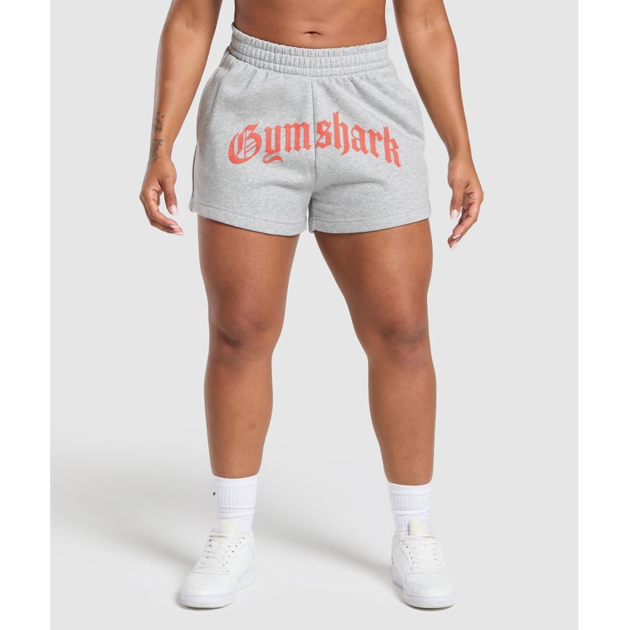 Gymshark Strength Department Graphic Shorts Light Grey Core Marl Grijs