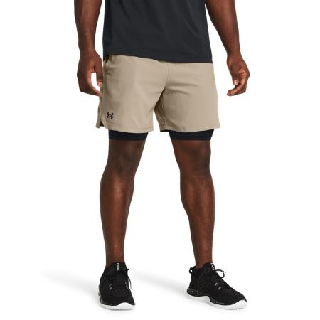 Under Armour Vanish Woven 2-in-1 herenshorts Timberwolf Taupe / Zwart / Zwart XS