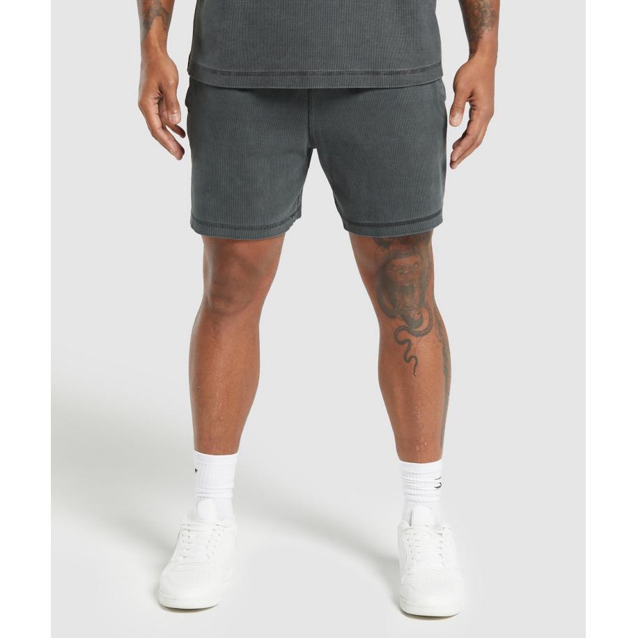 Gymshark Heavyweight Ribbed Shorts Asphalt Grey Grijs