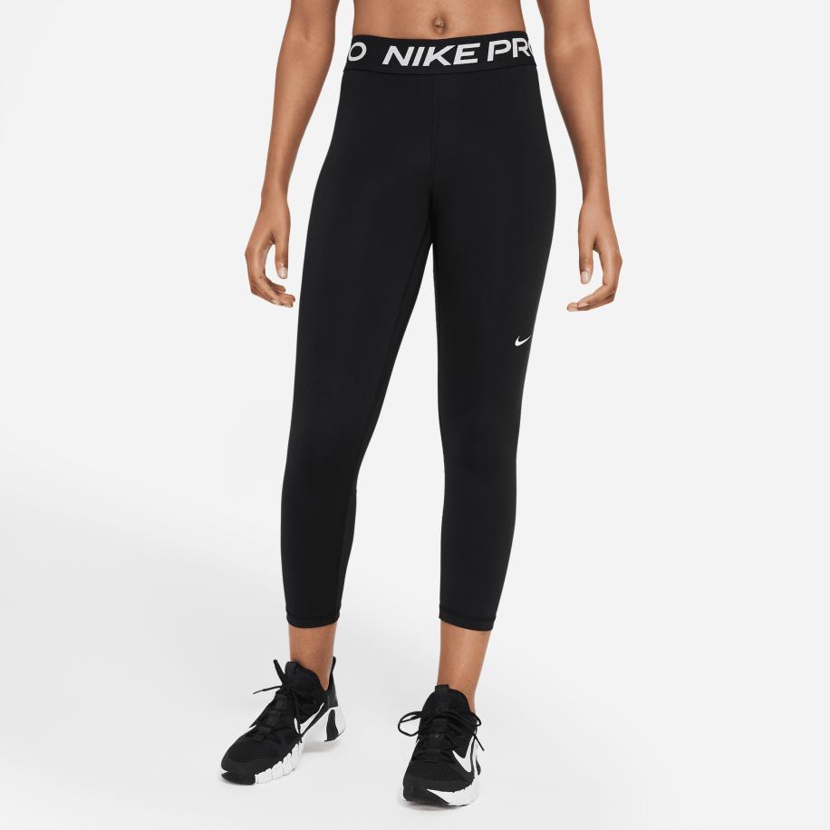 Nike Pro korte legging met vlakken van mesh en halfhoge taille voor dames - Zwart Zwart