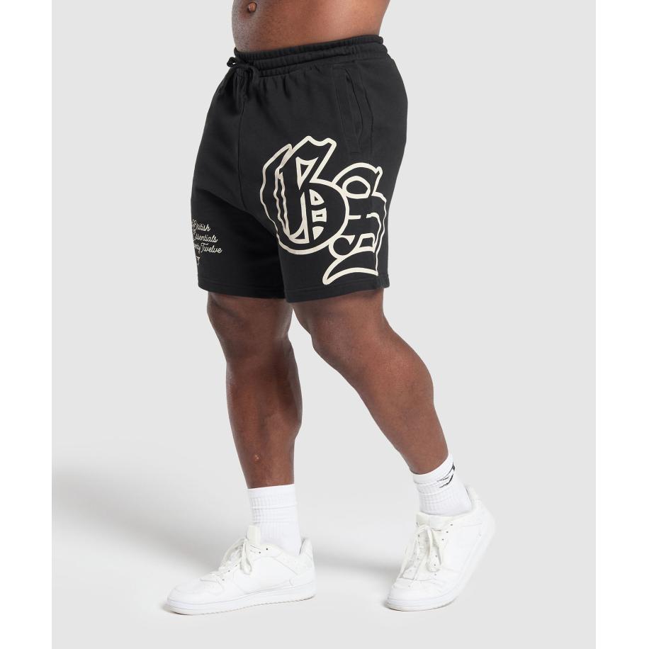Gymshark Campus Graphic Shorts Black Zwart
