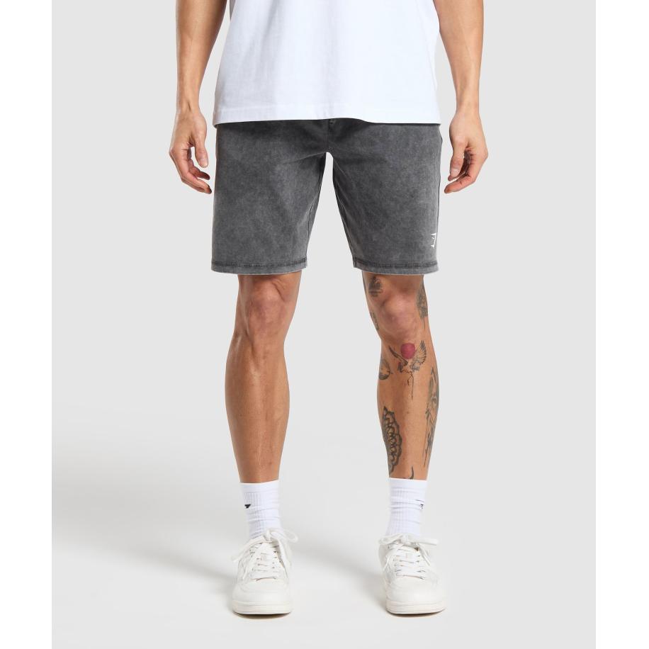 Gymshark Washed Jersey 9 Shorts Black Zwart