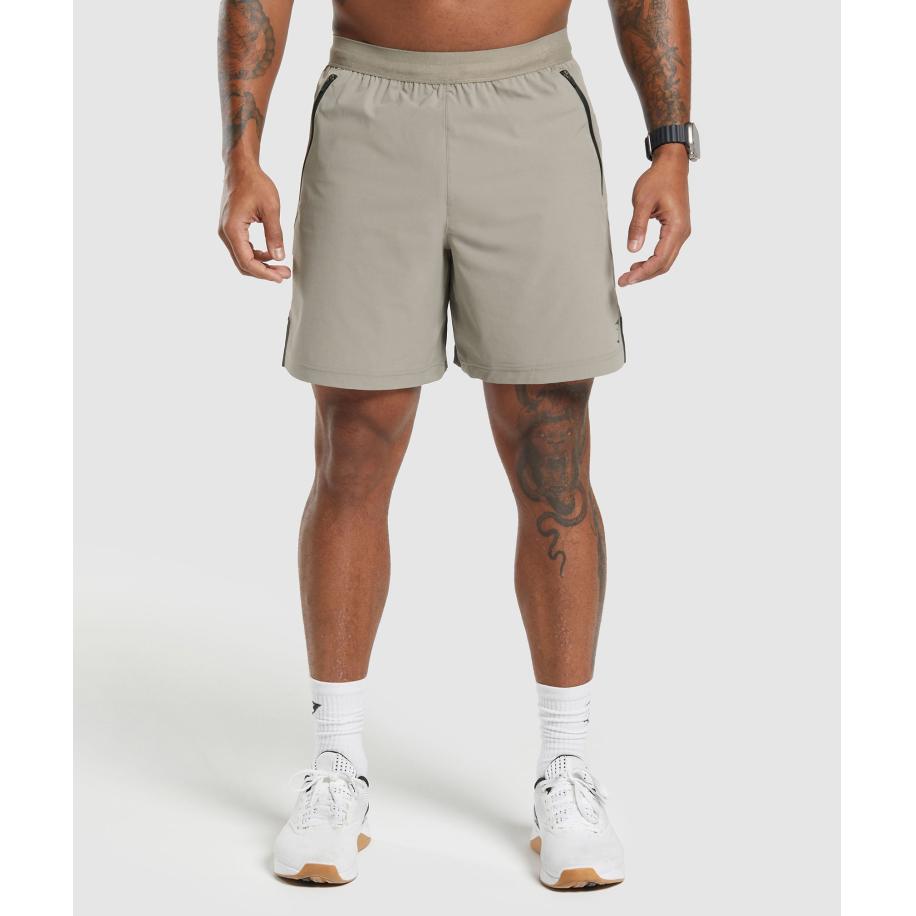 Gymshark Apex 7 Hybrid Shorts Linen Brown Bruin