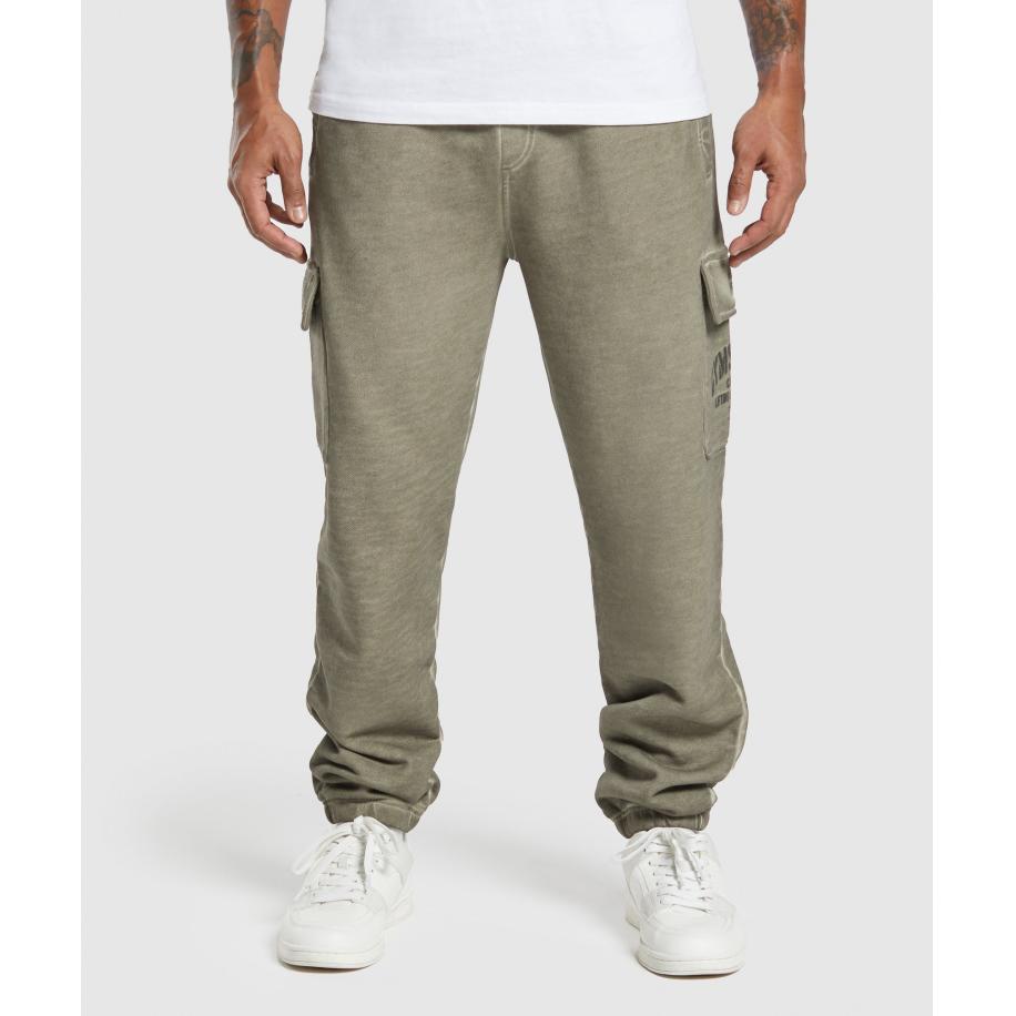 Gymshark Heavyweight Washed Cargo Joggers Utility Green Groen