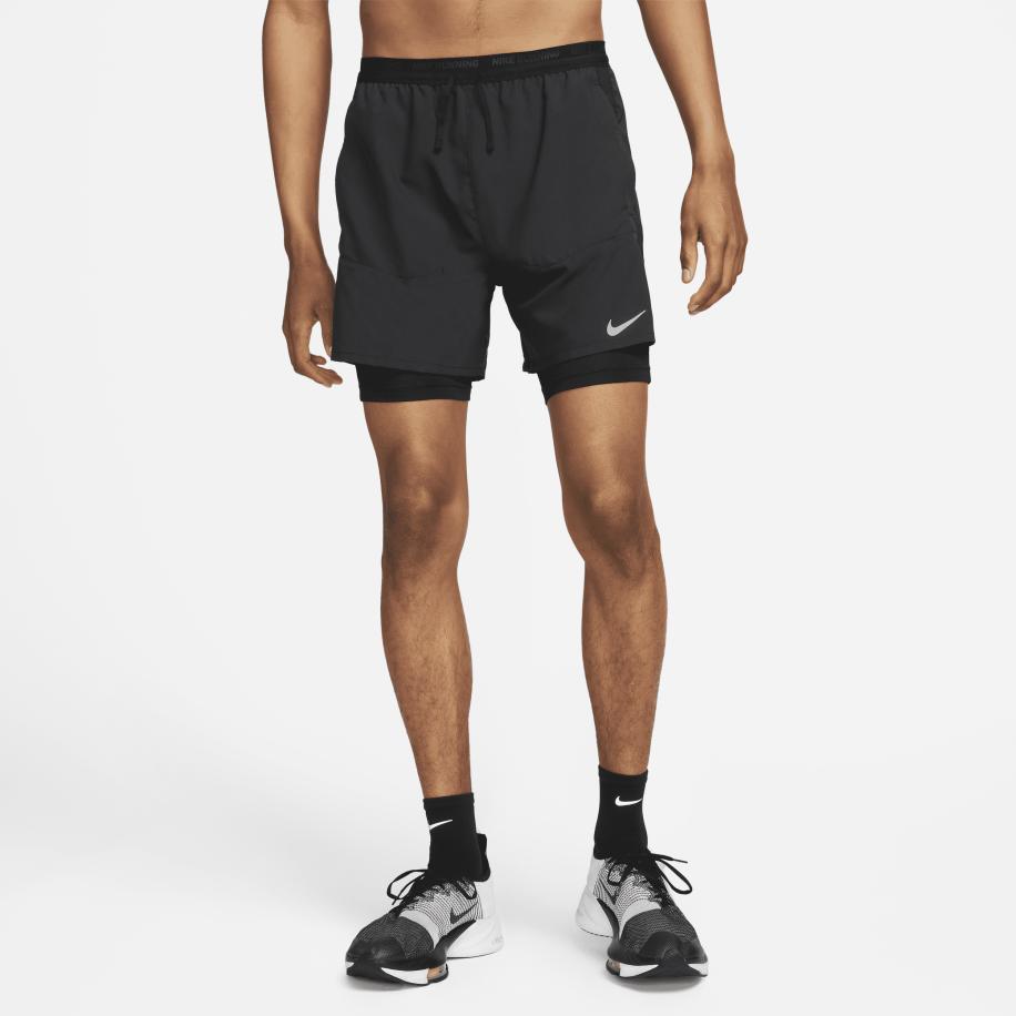 Nike Stride Dri-FIT hybride hardloopshorts voor heren (13 cm) - Zwart Zwart