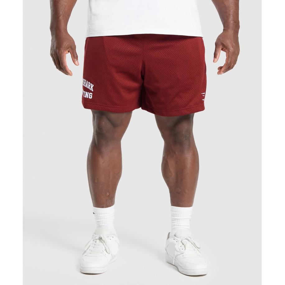 Gymshark Lifting Mesh 7 Shorts Sets Red Rood