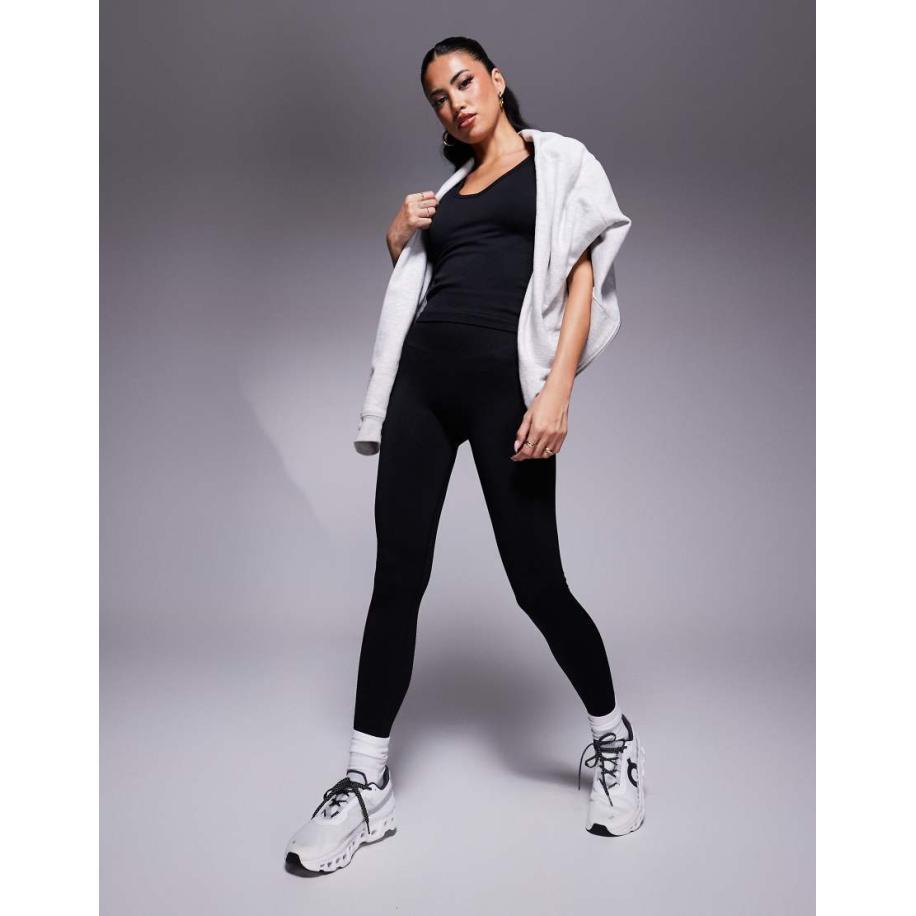 4505 Naadloze fitnesslegging met hoge taille in zwart Zwart
