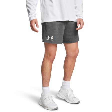 Under Armour Rival Terry Herenshorts van 15 cm Castlerock / Onyx Wit 3XL