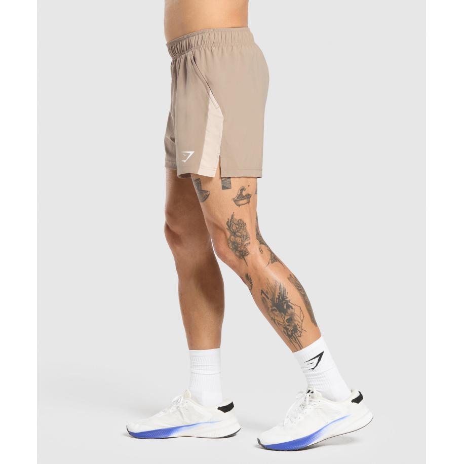 Gymshark Sport 5 Shorts Cement Brown/Pebble Grey Rood