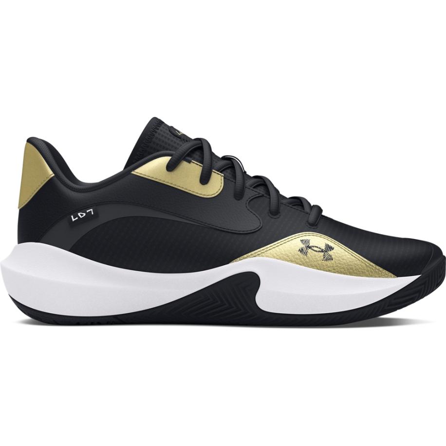 Under Armour Lockdown 7 Low Uniseks basketbalschoenen Zwart / Metalen Goud / Zwart 44.5 Zwart