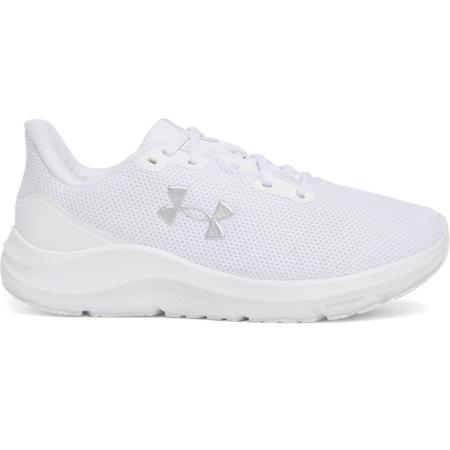 Under Armour Pursuit 4 Hardloopschoenen voor dames Wit / Wit / Metalen Zilver 39